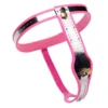 Stainless Steel Adjustable Female Chastity Belt - Pink