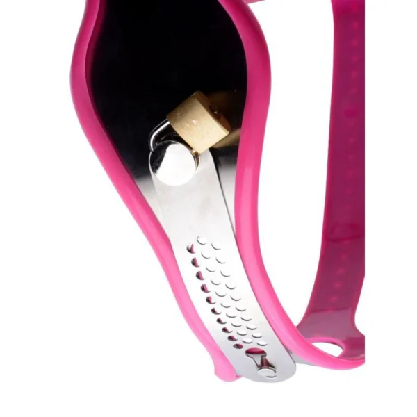 Stainless Steel Adjustable Female Chastity Belt - Pink