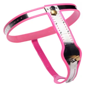 Stainless Steel Adjustable Female Chastity Belt - Pink